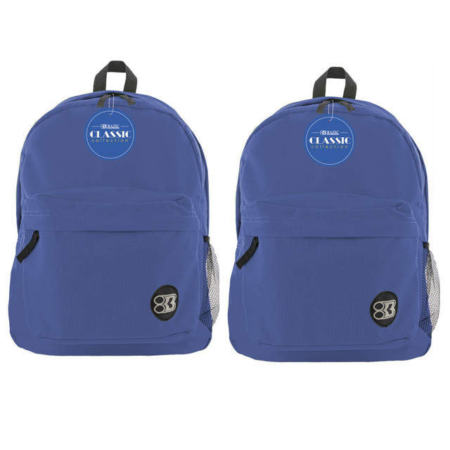 BAZIC PRODUCTS BAZIC Products® Classic Backpack 17" Blue, Pack of 2