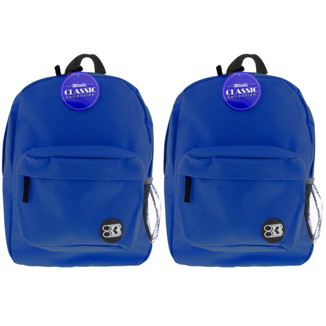 BAZIC PRODUCTS BAZIC Products® Classic Backpack 17" Blue, Pack of 2