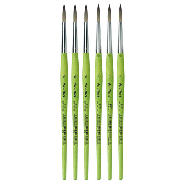 GREGORY DANIELS FINE ARTS INC da Vinci FIT Synthetics Student Brush, Synthetic, Acrylic & Tempera, Round, Series 373, Size 6, Pack of 6