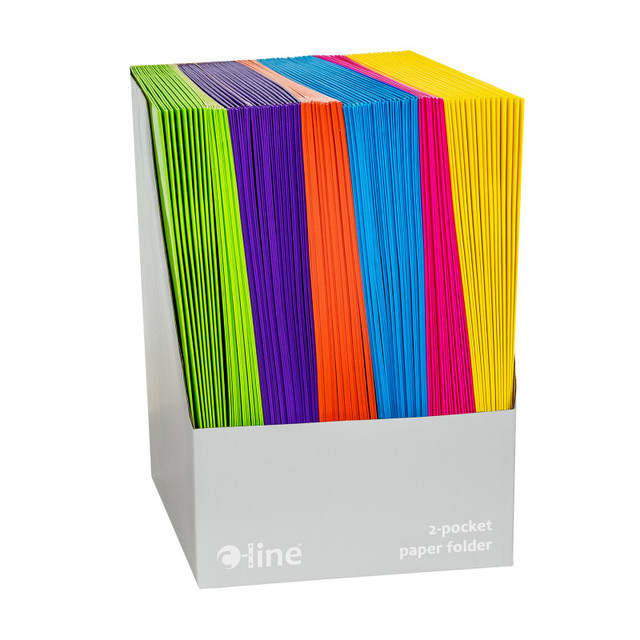 C-LINE PRODUCTS INC C-Line® 2-Pocket Laminated Paper Portfolio with 3-Hole Punch, Assorted, Pack of 100