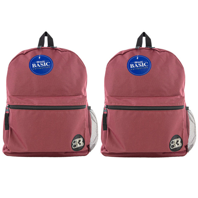 BAZIC PRODUCTS BAZIC Products® Basic Backpack 16" Burgundy, Pack of 2