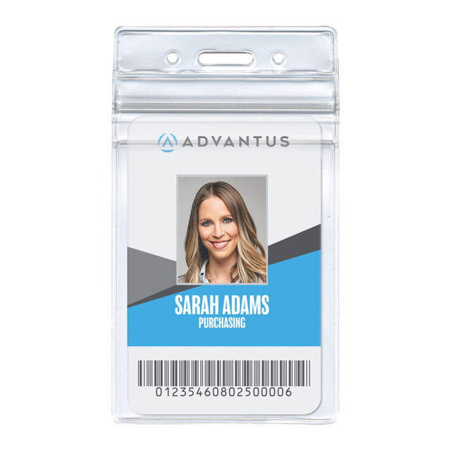 ADVANTUS Advantus® Re-sealable Badge Holders, Vertical, Frosted, Pack of 50