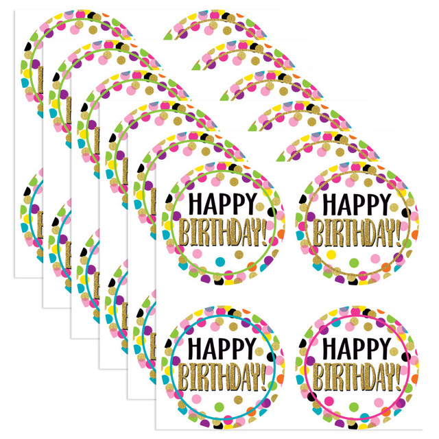 TEACHER CREATED RESOURCES Teacher Created Resources® Confetti Happy Birthday Wear 'Em Badges, 32 Per Pack, 6 Packs