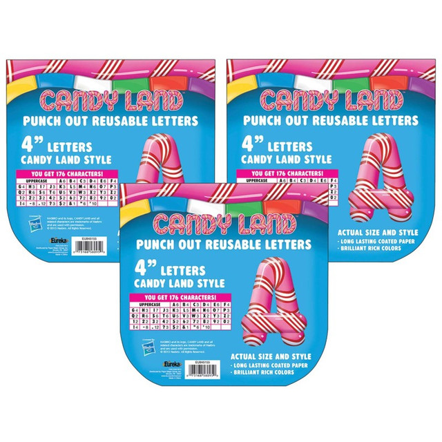EUREKA Eureka® Candy Land™ Peppermint Stripe Deco 4" Letters, 176 Per Pack, 3 Packs