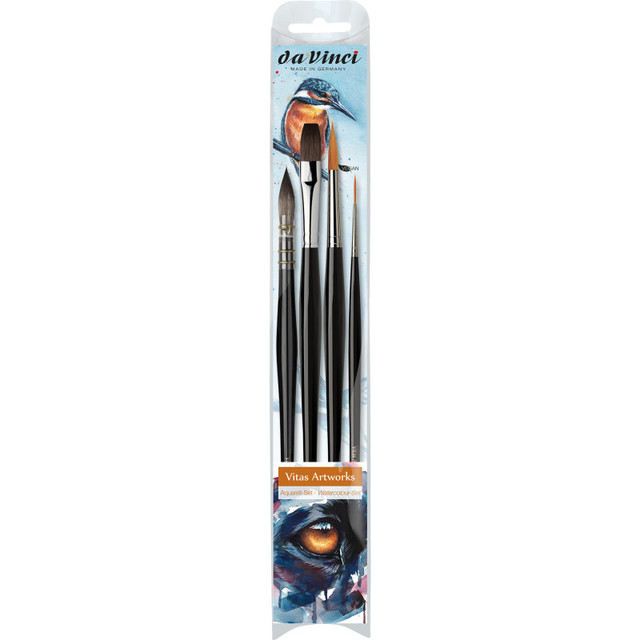 GREGORY DANIELS FINE ARTS INC da Vinci Artist Signature Collection by Vitas Artworks, Watercolor Brushes, Assorted, 4 Brush Set