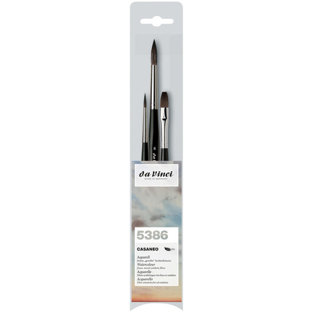 GREGORY DANIELS FINE ARTS INC da Vinci CASANEO Assorted Wash, Extra Soft Synthetic, Watercolor, 3 Brush Set