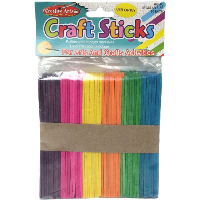 ADVANTUS Charles Leonard Colored Craft Sticks, Regular Size, 4-1/2" x 3/8", Bag of 150
