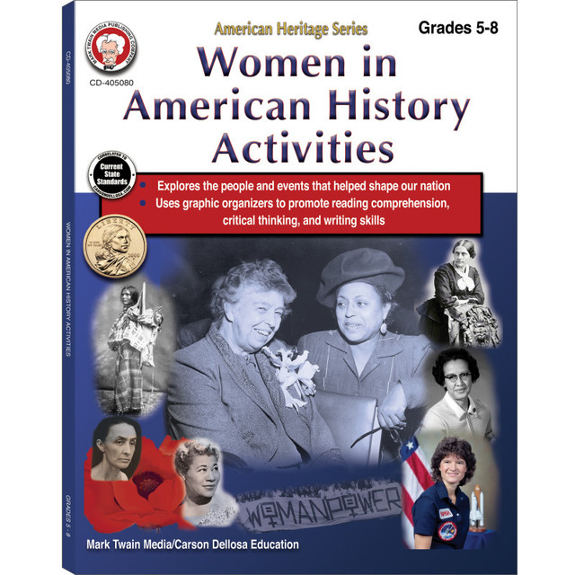 CARSON DELLOSA EDUCATION Mark Twain Media Women in American History Activities Workbook, Grades 5-8