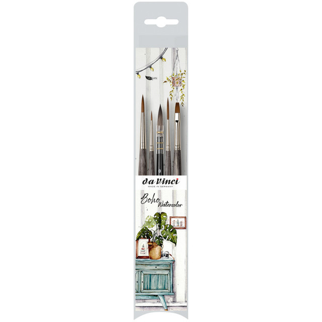 GREGORY DANIELS FINE ARTS INC da Vinci Artist Signature Collection by Frau Von Bommel, Boho Watercolor Brushes, Assorted, 5 Brush Set