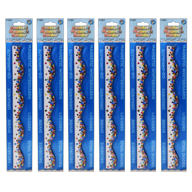 ASHLEY PRODUCTIONS Ashley Productions® Magnetic Scallop Border, Confetti, 12 Feet Per Pack, 6 Packs