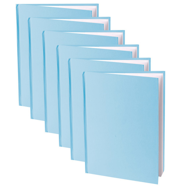 ASHLEY PRODUCTIONS Young Authors Blue Hardcover Blank Book, White Pages, 11"H x 8-1/2"W Portrait, 14 Sheets/28 Pages, Pack of 6