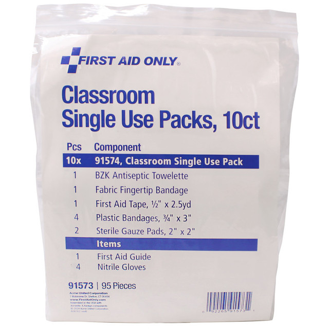 ACME UNITED CORPORATION First Aid Only® Classroom Single Use First Aid Kits, 10-Pack