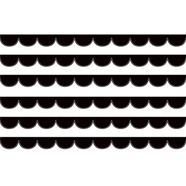 TEACHER CREATED RESOURCES Teacher Created Resources® Black with White Scalloped Die-Cut Border Trim, 35 Feet Per Pack, 6 Packs