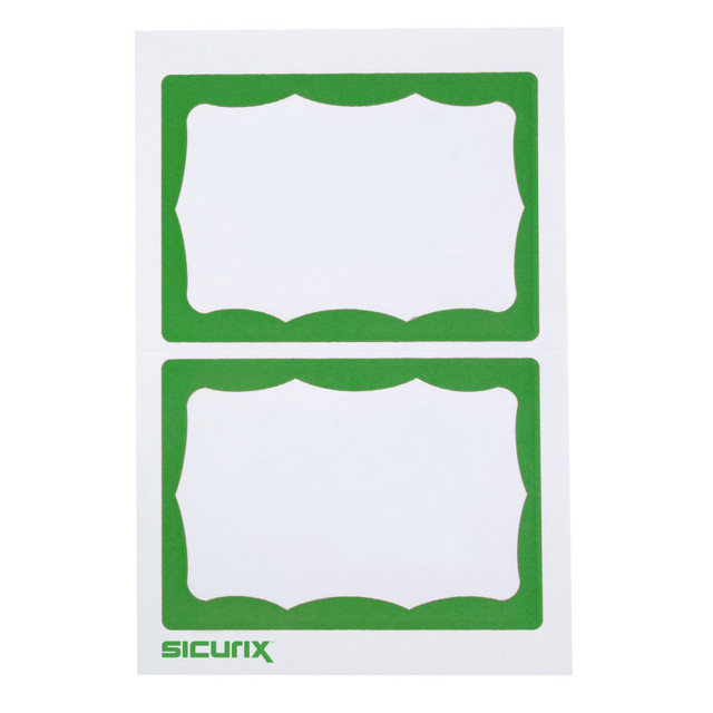 BAUMGARTENS INC SICURIX Adhesive Badges, Green Border, Pack of 100