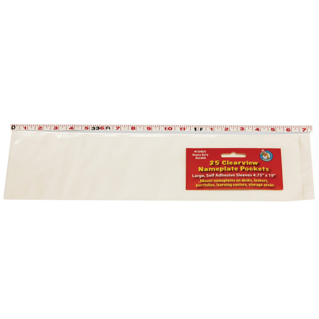 ASHLEY PRODUCTIONS Ashley Productions® Clear View Self-Adhesive Large Name Plate Pocket 4.75" x 19", Pack of 25