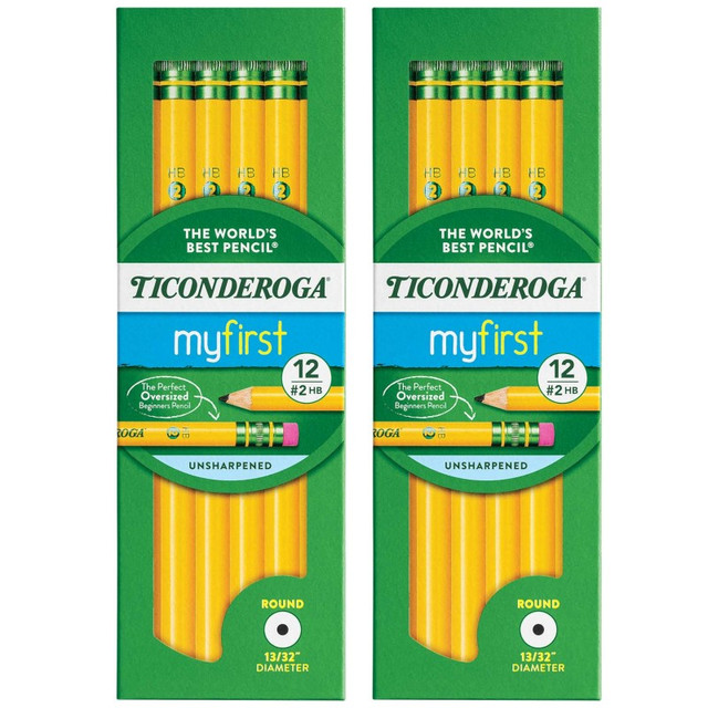 DIXON TICONDEROGA CO Ticonderoga® Beginners® Pencils with Eraser, 12 Per Pack, 2 Packs