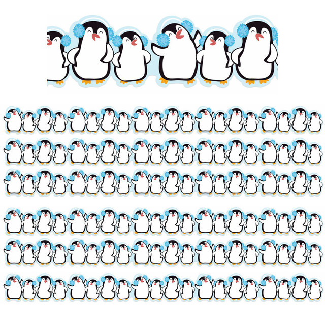 EUREKA Eureka® Winter Penguins Extra Wide Deco Trim®, 37 Feet Per Pack, 6 Packs