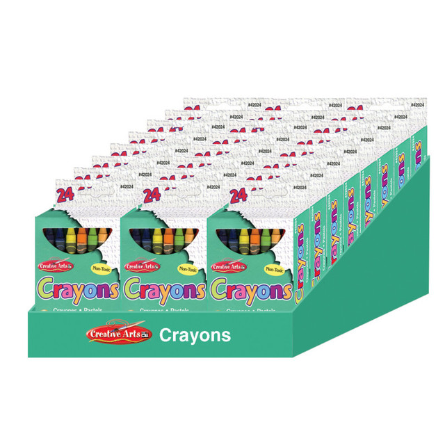 ADVANTUS Charles Leonard Creative Arts Crayons - Assorted Colors - 24/Bx, 24 boxes with a Shelf Tray