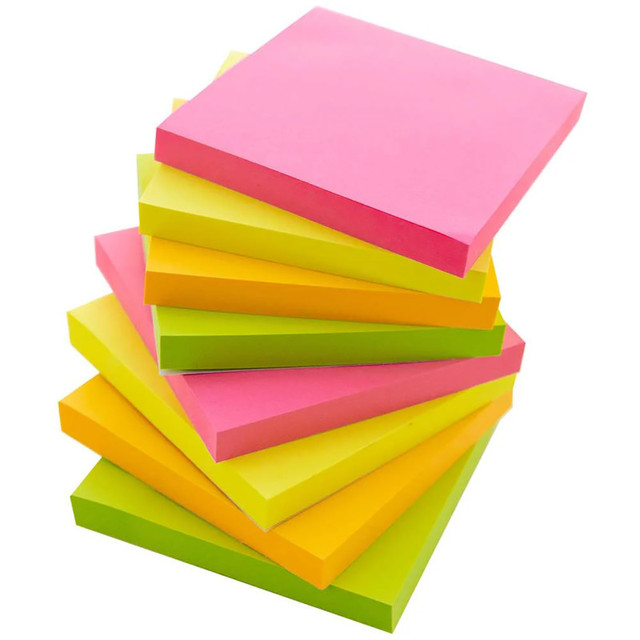 BAZIC PRODUCTS BAZIC Products® Stick On Notes, 3" x 3", Neon, 90 Sheets, Pack of 12