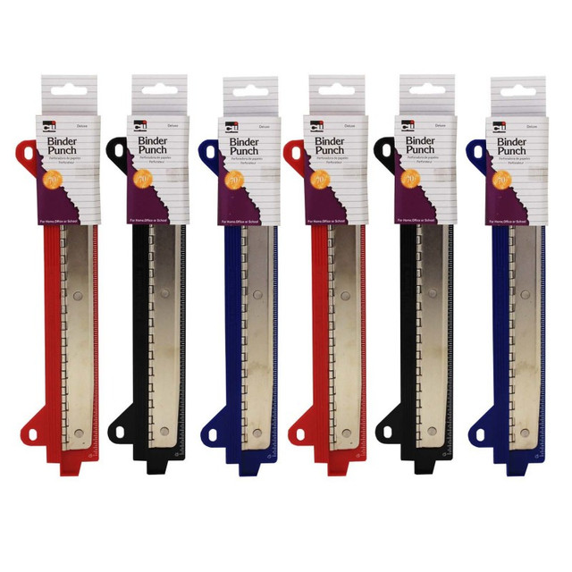 ADVANTUS Charles Leonard Binder 3 Hole Punch, Assorted Colors, Pack of 6