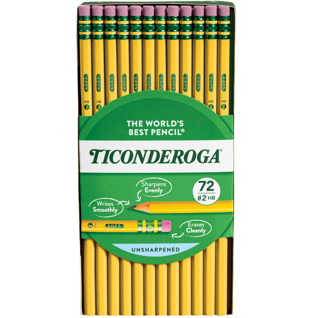 DIXON TICONDEROGA CO Ticonderoga® Original Ticonderoga® Pencils, No. 2 Soft, Unsharpened, Box of 72
