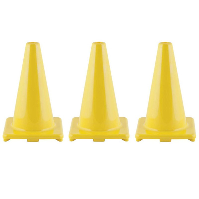 CHAMPION SPORTS Champion Sports Hi-Visibility Flexible Vinyl Cone, 12", Yellow, Pack of 3