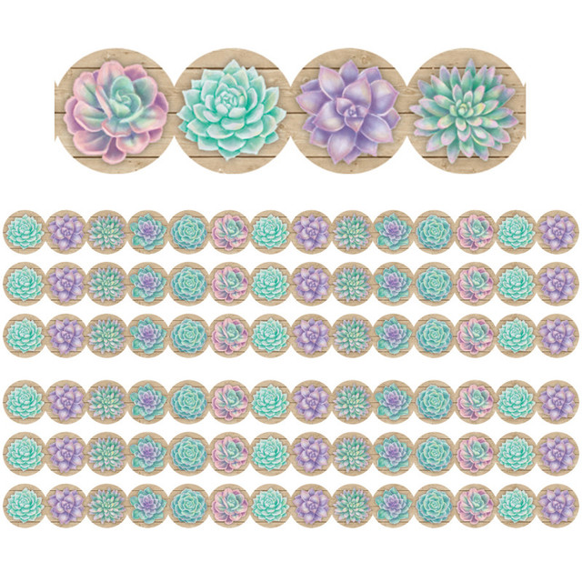 TEACHER CREATED RESOURCES Teacher Created Resources® Rustic Bloom Succulents Die-Cut Border Trim, 35 Feet Per Pack, 6 Packs