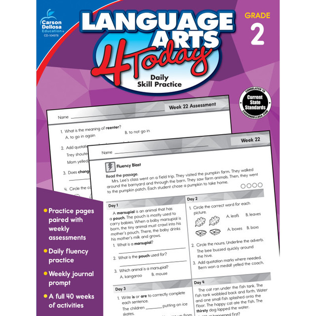 CARSON DELLOSA EDUCATION Carson Dellosa Education Language Arts 4 Today Workbook, Grade 2