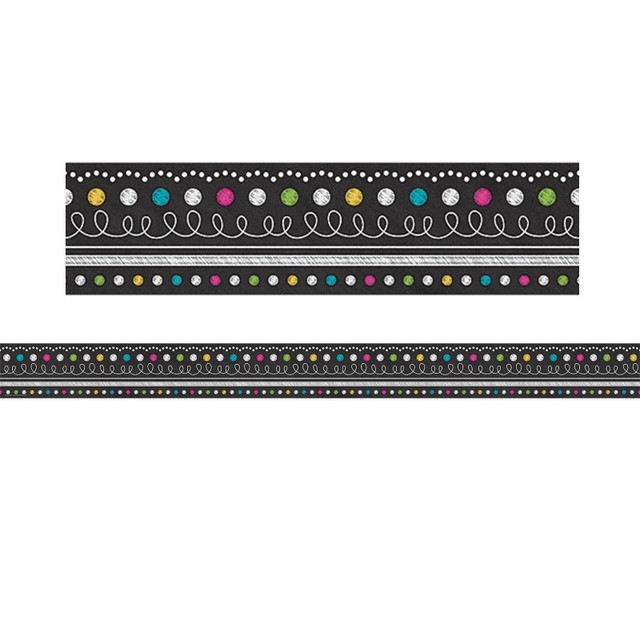 TEACHER CREATED RESOURCES Teacher Created Resources® Chalkboard Brights Straight Rolled Border Trim, 50 Feet