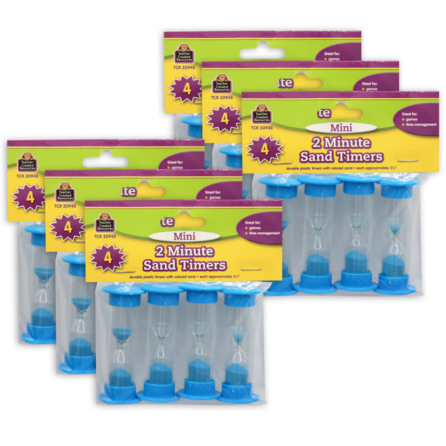 TEACHER CREATED RESOURCES Teacher Created Resources® 2 Minute Sand Timers, Mini, 4 Per Pack, 6 Packs