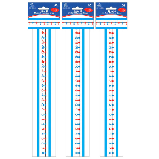 CARSON DELLOSA EDUCATION Carson Dellosa Education -20 to 20 Student Number Lines Manipulative, Grade K-3, 30 Per Pack, 3 Packs
