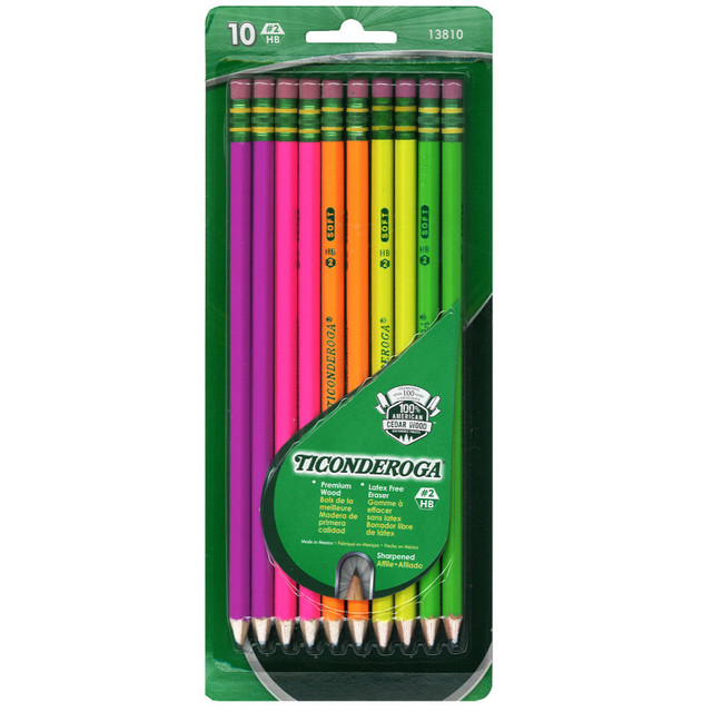 DIXON TICONDEROGA CO Ticonderoga® Premium Neon Wood Pencils, Pack of 10