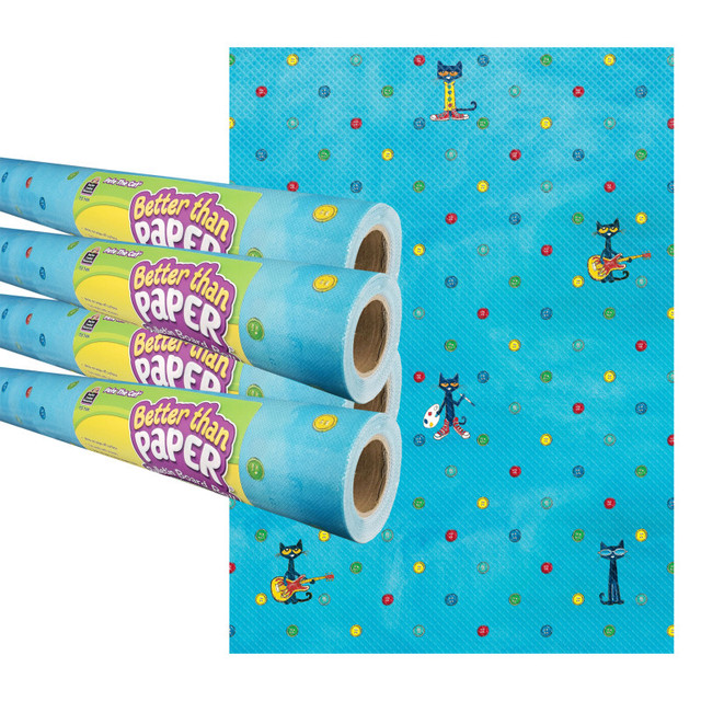 TEACHER CREATED RESOURCES Teacher Created Resources® Pete the Cat Better Than Paper Bulletin Board Roll, 4' x 12', Pack of 4