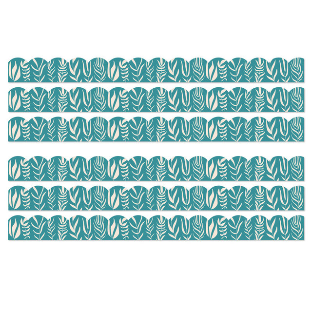 CARSON DELLOSA EDUCATION Carson Dellosa Education True to You Teal with Leaves Scalloped Bulletin Board Borders, 39 Feet Per Pack, 6 Packs