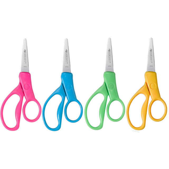 ACME UNITED CORPORATION Westcott® 5" Hard Handle Kids Scissors, Pointed, Assorted Colors, Pack of 30