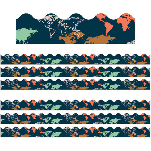 CARSON DELLOSA EDUCATION Carson Dellosa Education Let's Explore World Map Scalloped Border, 39 Feet Per Pack, 6 Packs
