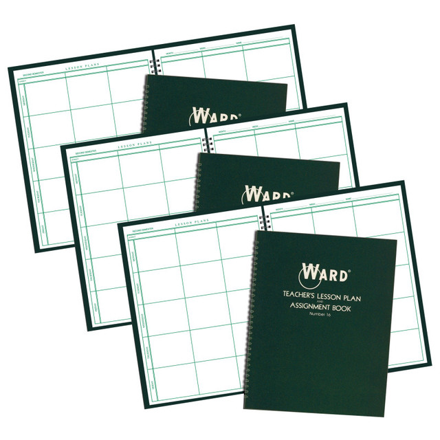 ELAN PUBLISHING WARD® Teacher Lesson Plan/Assignment Book, 6 Period, 44 Weeks, Pack of 3