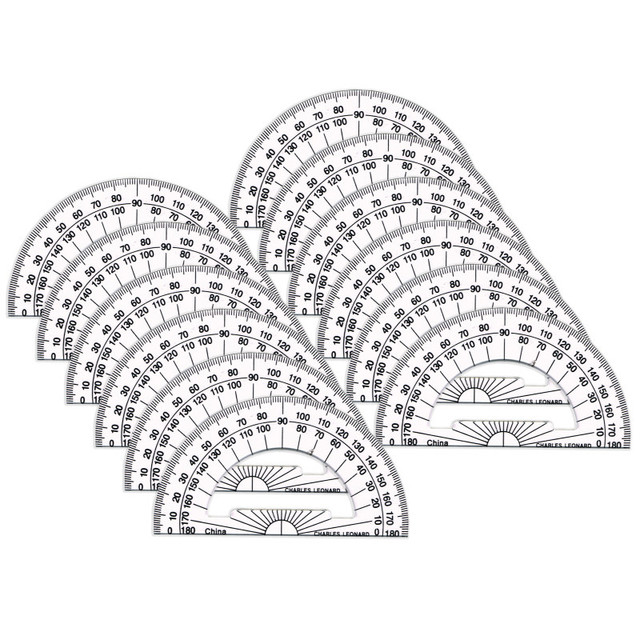 ADVANTUS Charles Leonard Protractor Plastic, 4-Inch, Pack of 12