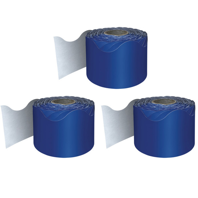CARSON DELLOSA EDUCATION Carson Dellosa Education Navy Rolled Scalloped Border, 65 Feet Per Roll, Pack of 3