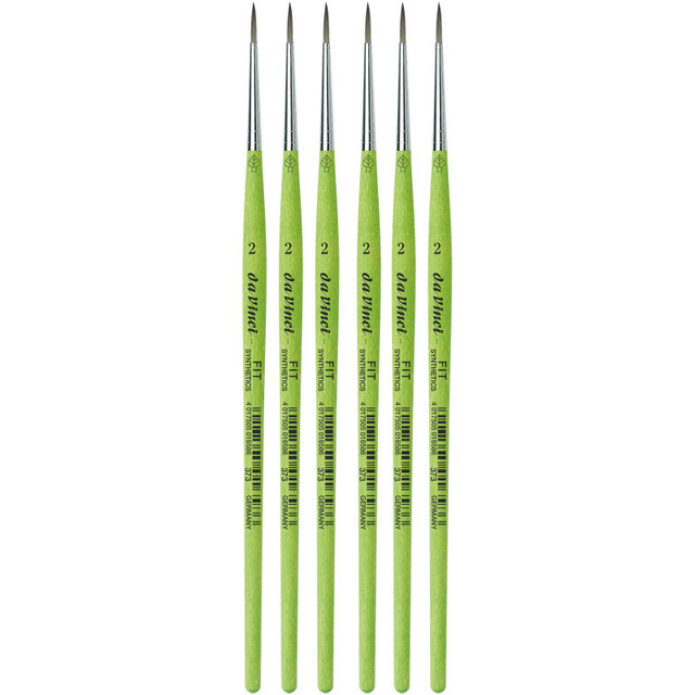 GREGORY DANIELS FINE ARTS INC da Vinci FIT Synthetics Student Brush, Synthetic, Acrylic & Tempera, Round, Series 373, Size 2, Pack of 6