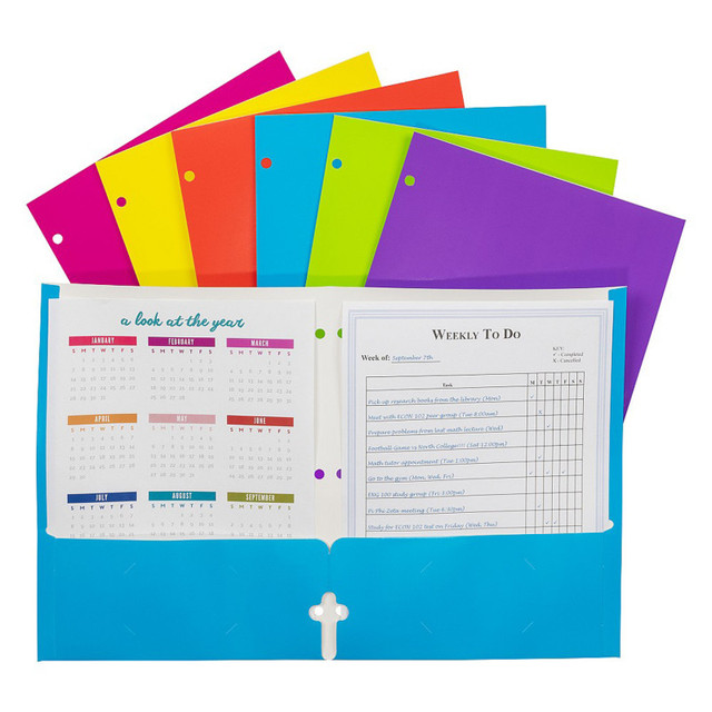 C-LINE PRODUCTS INC C-Line® 2-Pocket Laminated Paper Portfolio with 3-Hole Punch, Assorted, 1 Each