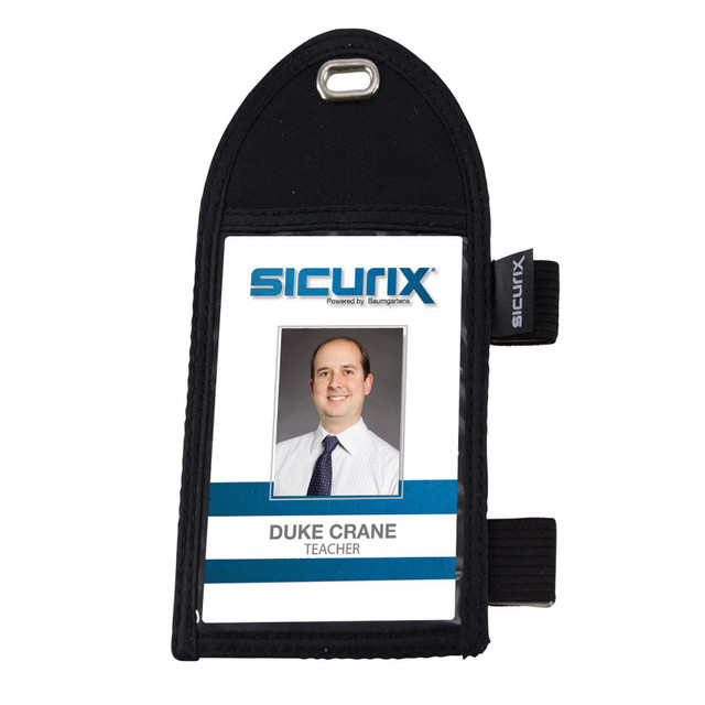 BAUMGARTENS INC SICURIX Pen Loop ID Neck Pouch Badge Holder, Vertical, Black
