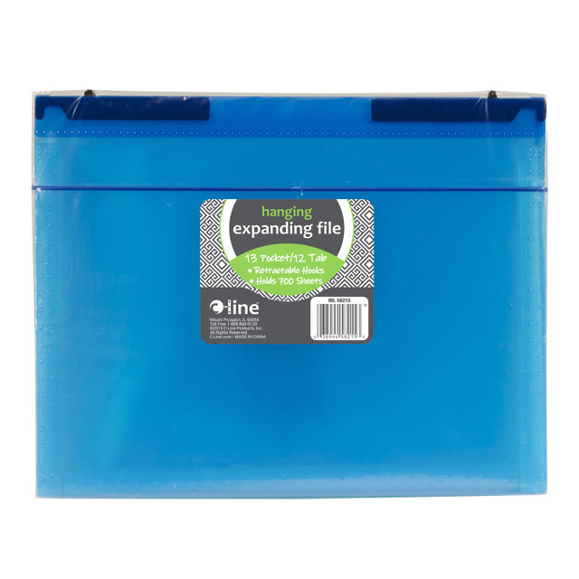 C-LINE PRODUCTS INC C-Line® Expanding File Folder, 13-Pocket, Hanging Tabs, Bright Blue
