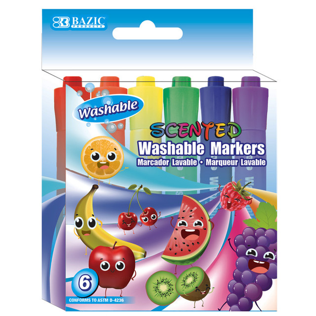 BAZIC PRODUCTS BAZIC Products® Washable Markers, Scented, 6 colors