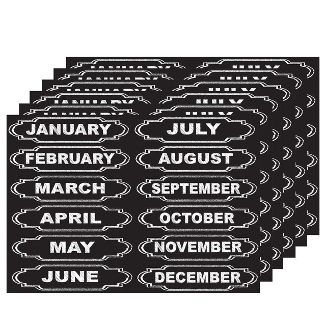 ASHLEY PRODUCTIONS Ashley Productions® Die-Cut Magnets, Chalkboard Calendar Months, 12 Per Pack, 6 Packs