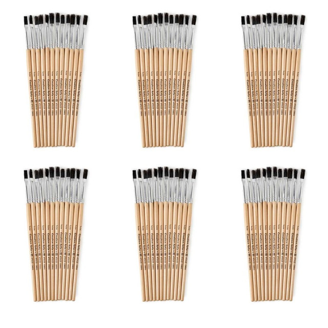 ADVANTUS Charles Leonard Flat Tip Paint Brushes, 1/4" Natural Bristle, Short, 12 Per Set, 6 Sets