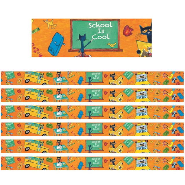 TEACHER CREATED RESOURCES Edupress™ Pete the Cat® School is Cool Spotlight Border, 35 Feet Per Pack, 6 Packs