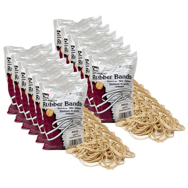 ADVANTUS Charles Leonard Rubber Bands, High Quality, #54 (Assorted), 1/4 lb. Per Bag, 12 Bags