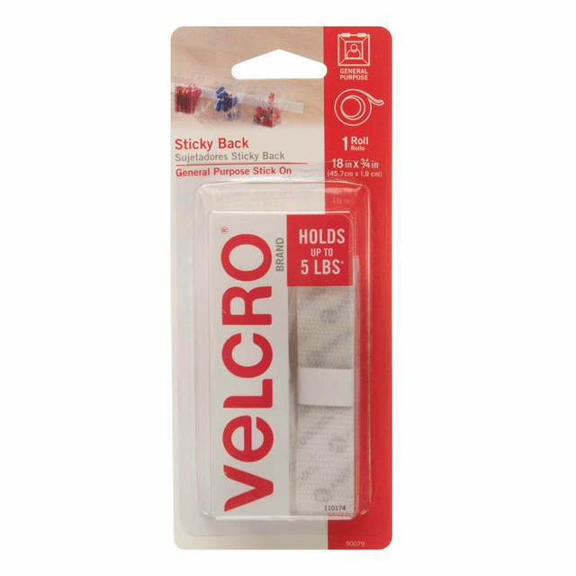 VELCRO USA VELCRO® Sticky Back Tape, White, 18" x 3/4"