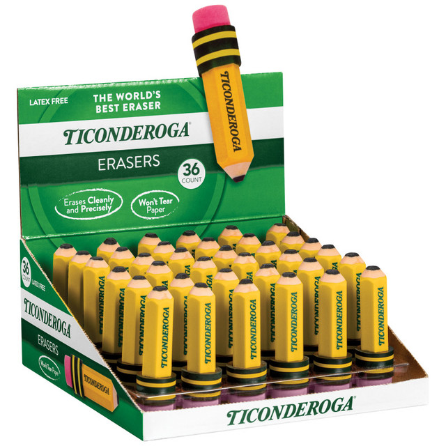 DIXON TICONDEROGA CO Ticonderoga® Pencil Shaped Erasers, Pack of 36